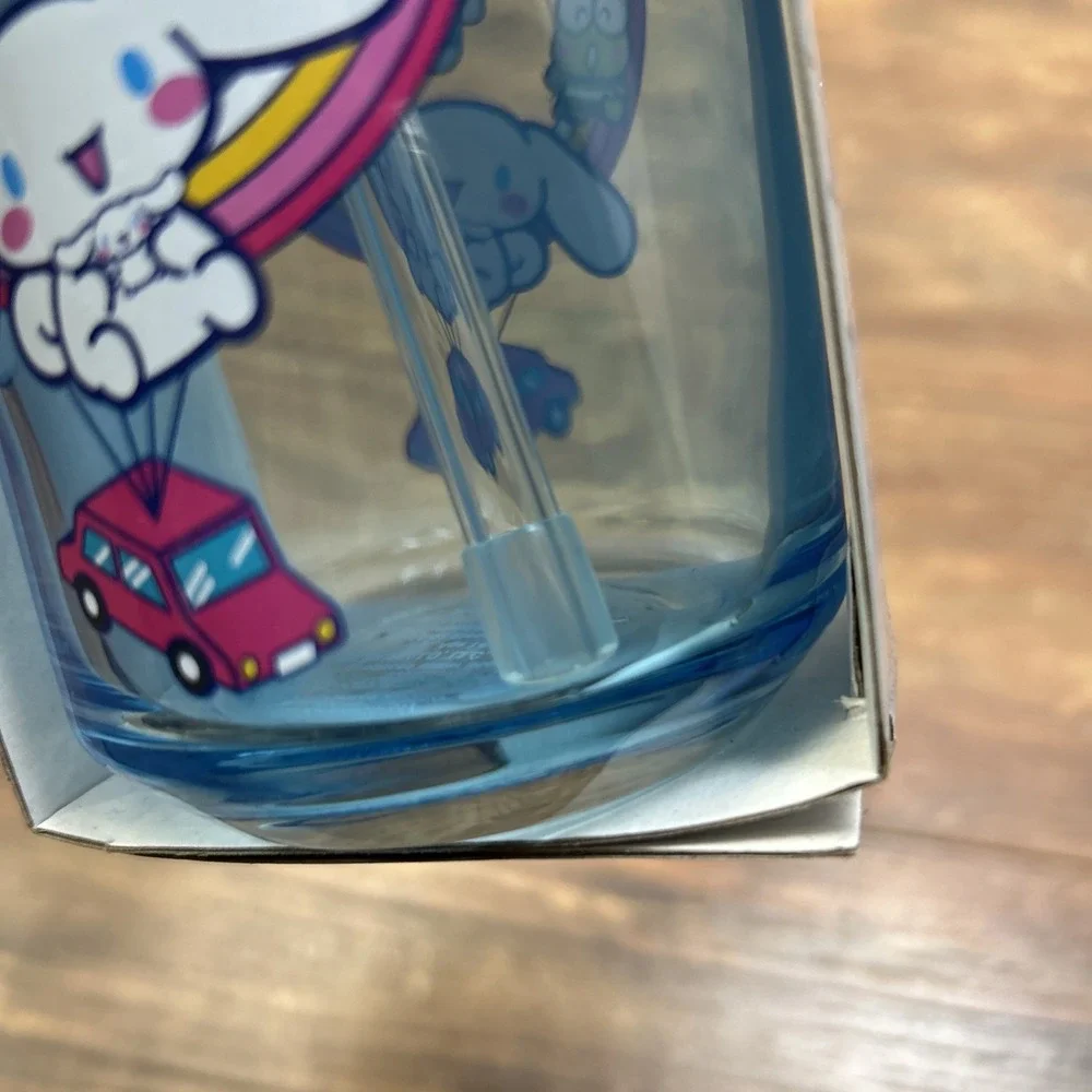 Sanrio Hello Kitty & Friends Glass Tumbler Lid‎ Straw Blue Glass Bamboo Lid 2024